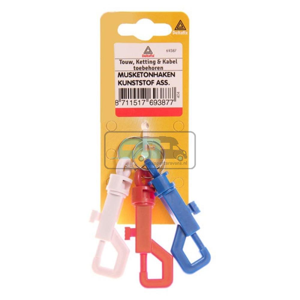 Deltafix Musketonhaak Kunststof Rood,Wit en Blauw Set 3st