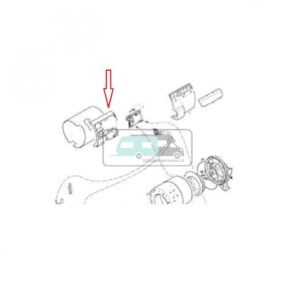 (36)Behuizing electronika. Achterzijde.