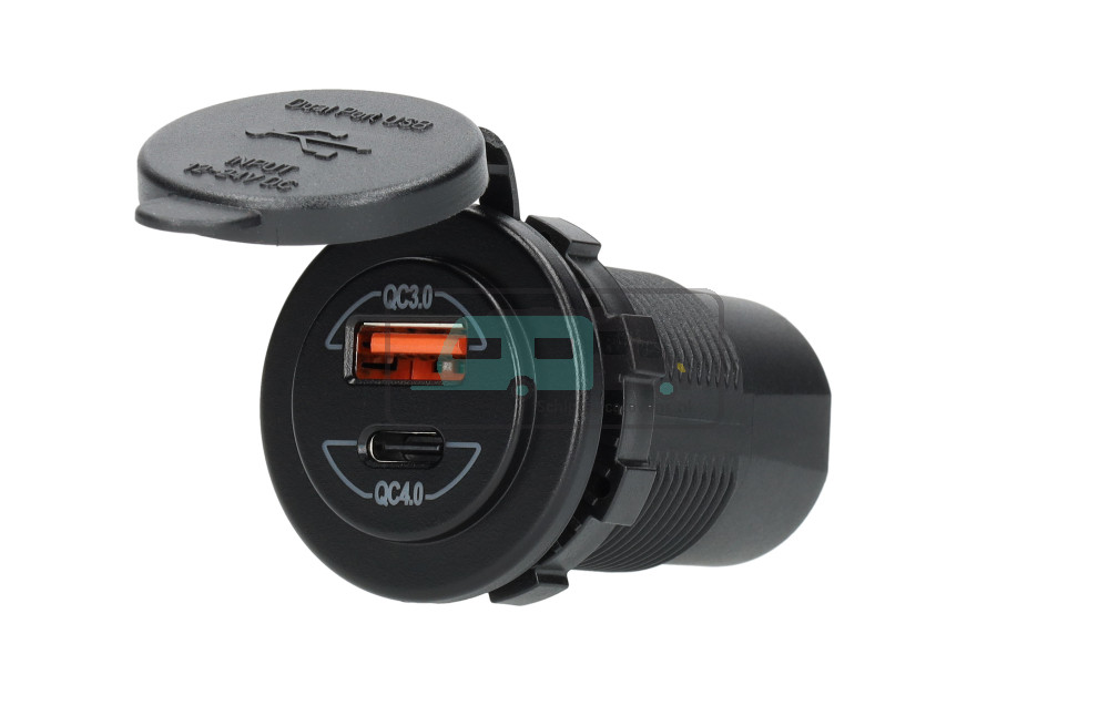 Power Line Contactdoos USB-A QC3.0 + USB-C QC4.0 Lader