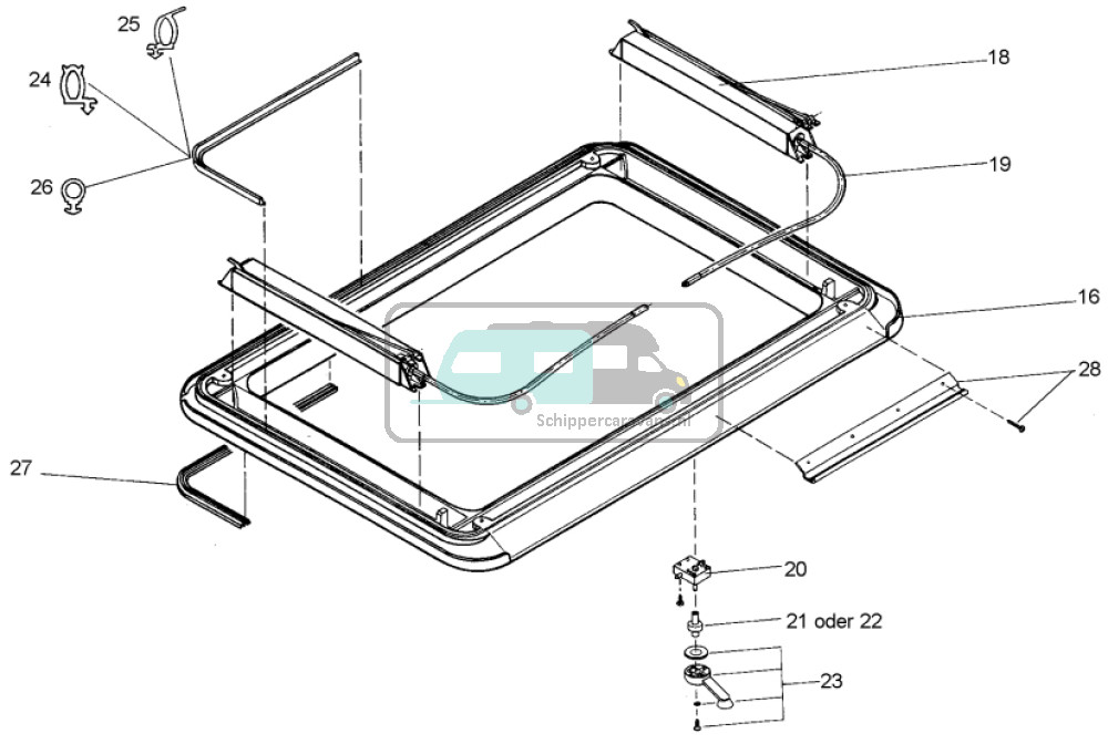 Dometic Heki 1/ 3 draaimechanisme Dakdikte >59mm