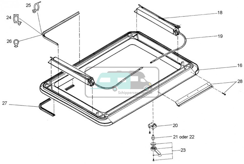 Dometic Heki 1 Aansdrijfasje v. dakdikte >55mm
