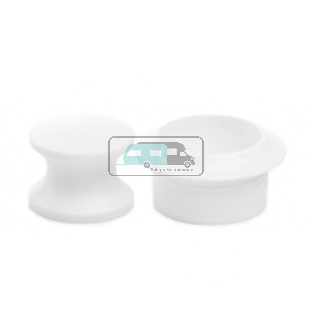 Knop+Ring Pushlock Wit 2st.