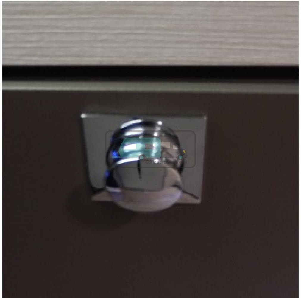 Mini Knop+Ring Vierkant Pushlock Glanzend Chroom 2st.