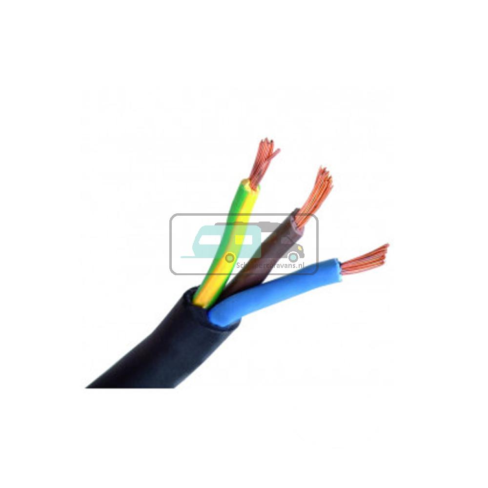 Rond neopreen. 3x1,5mm2. zwart. Rol a 100m.