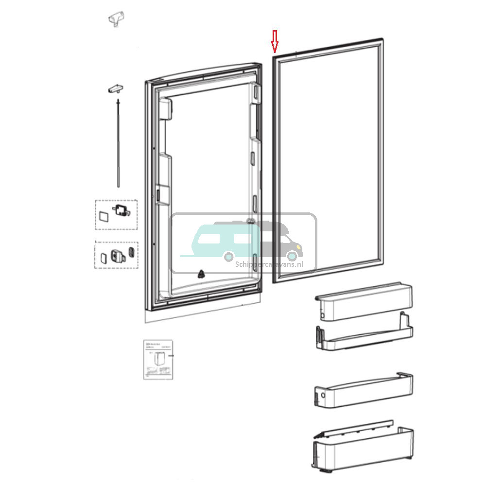 Dometic Afdeklijst Deur Zilver Grijs RM8400/RM8505