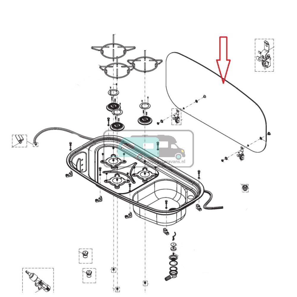 Dometic Glasdeksel, RAL9005  HSG 3436