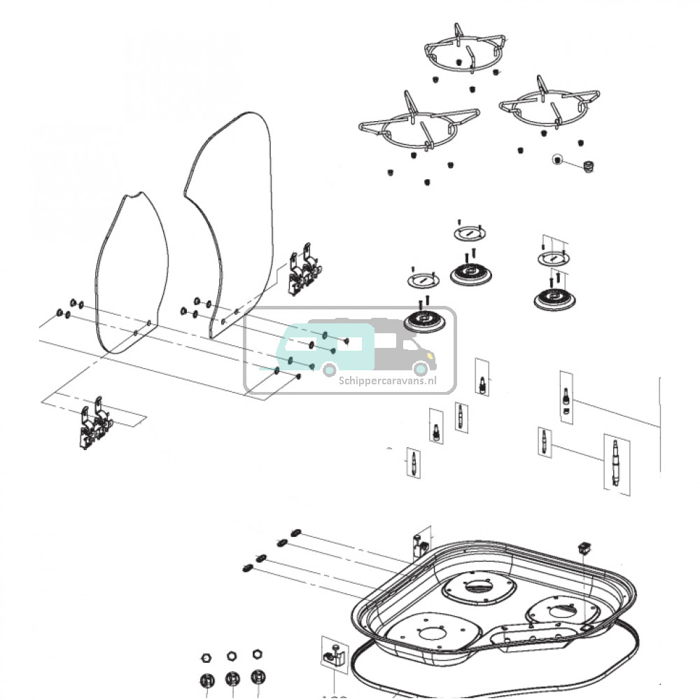 Dometic Glasplaat RAL9005 CE04-CSK