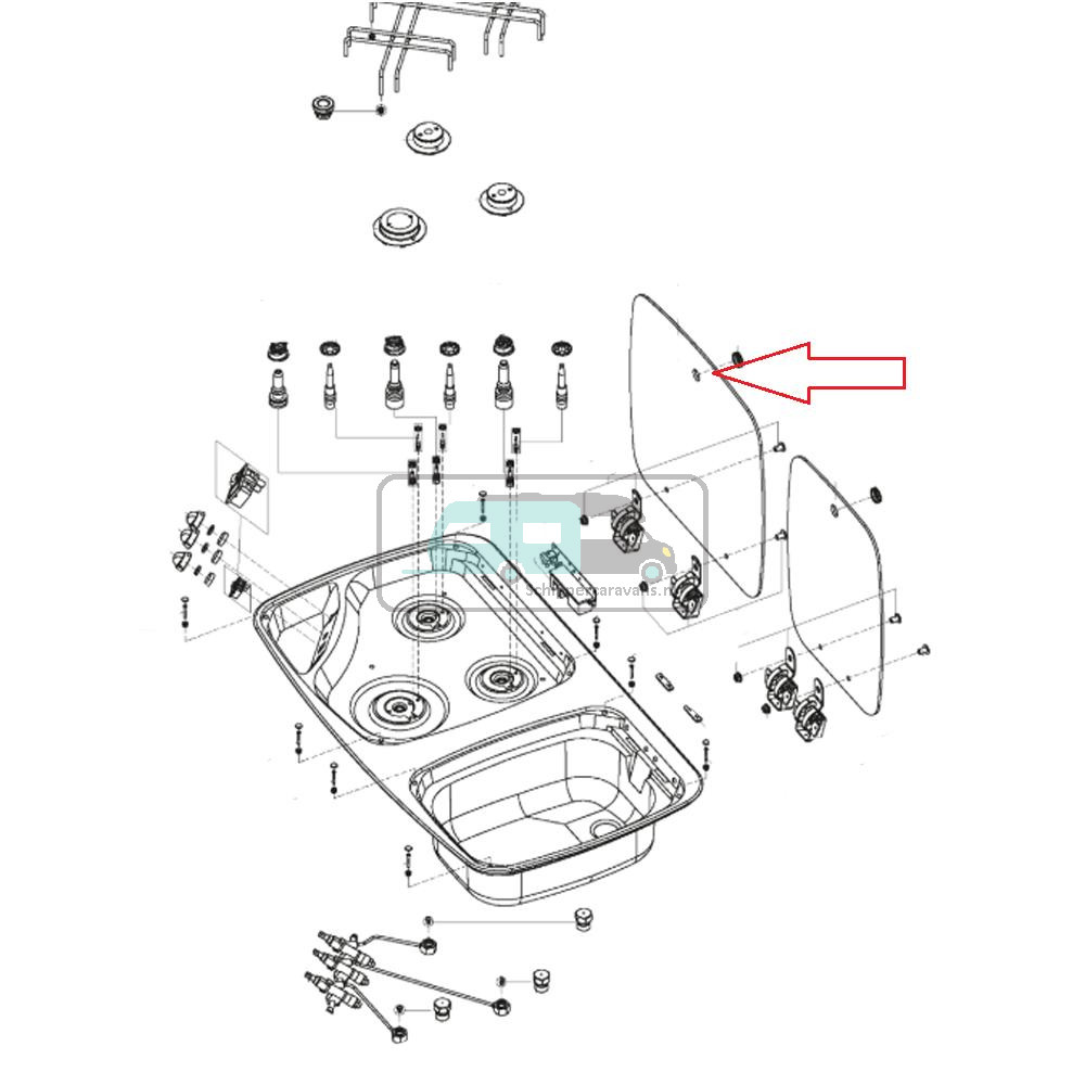 Dometic MO7123 Glasdeksel Komfoor gedeelte