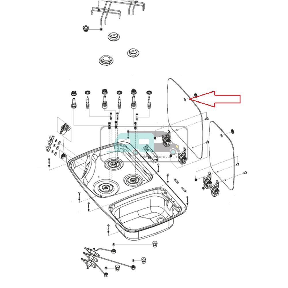 Dometic MO7123 Glasdeksel Komfoor gedeelte