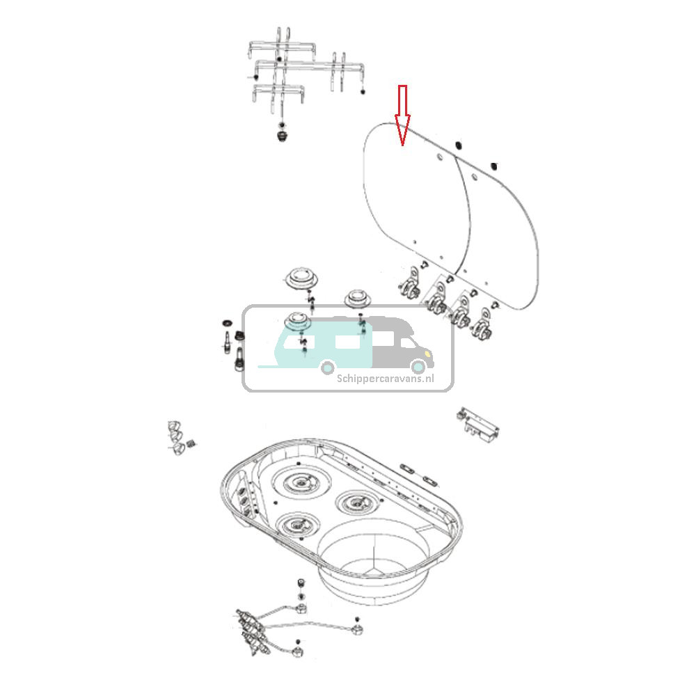 Dometic MO8323 Afdekplaat Glas Links