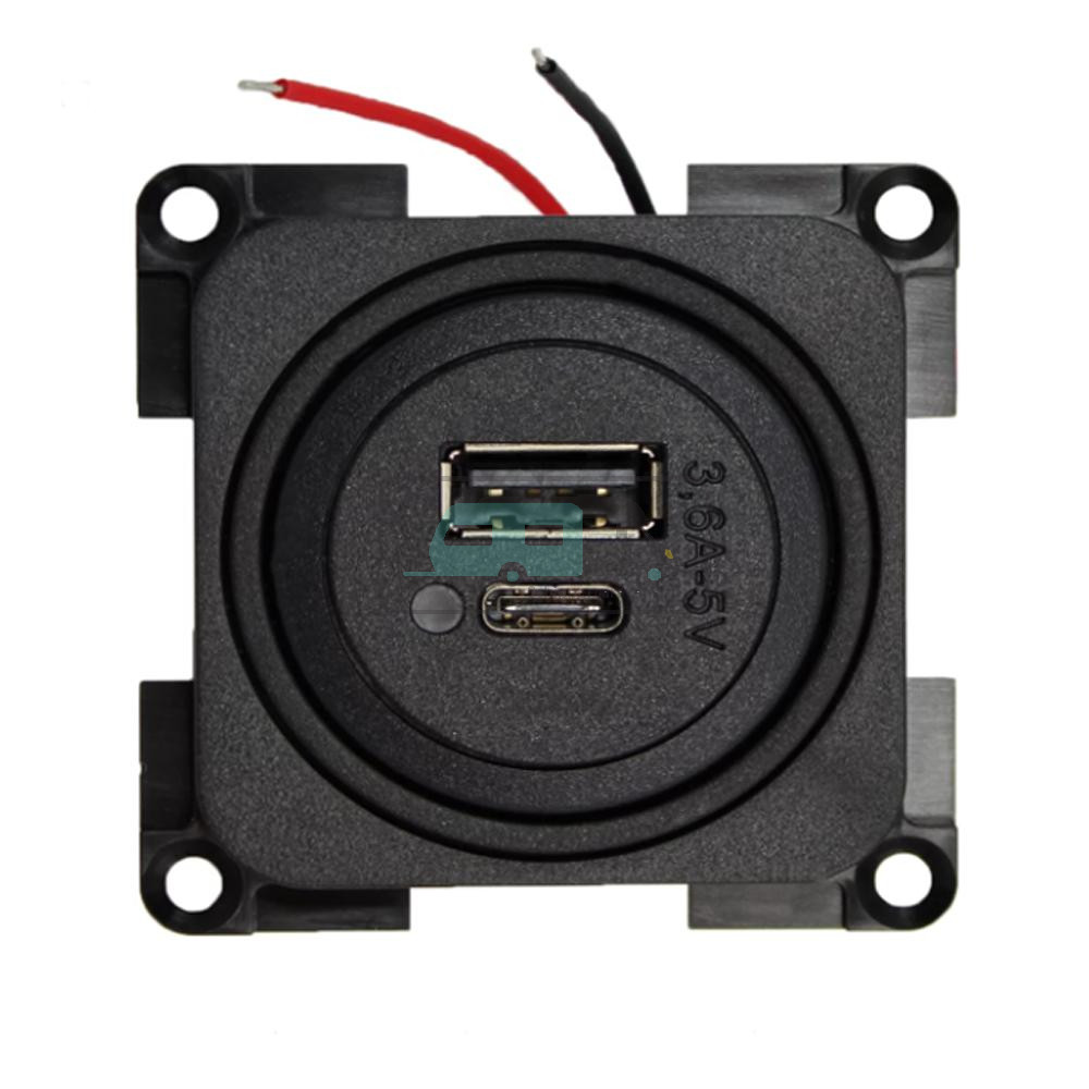 Presto Contactdoos 2x USB A/C Lader 12V LED Inbouw S-10.000 Zwart