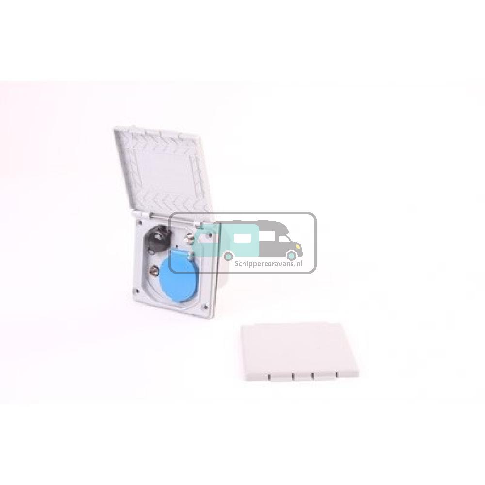 Inbouwstekkerdoos 230V/12V/Ant/Sat Zilvergrijs