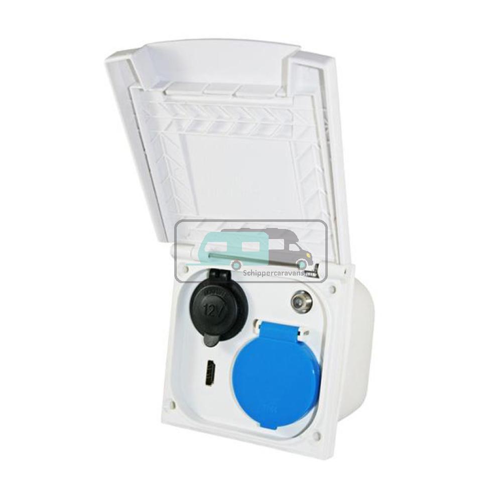 Inbouwstekkerdoos 230V/12V/HDMI/Sat Wit
