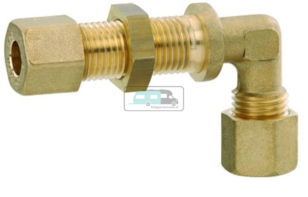 Haakse Wanddoorvoer 8x8mm