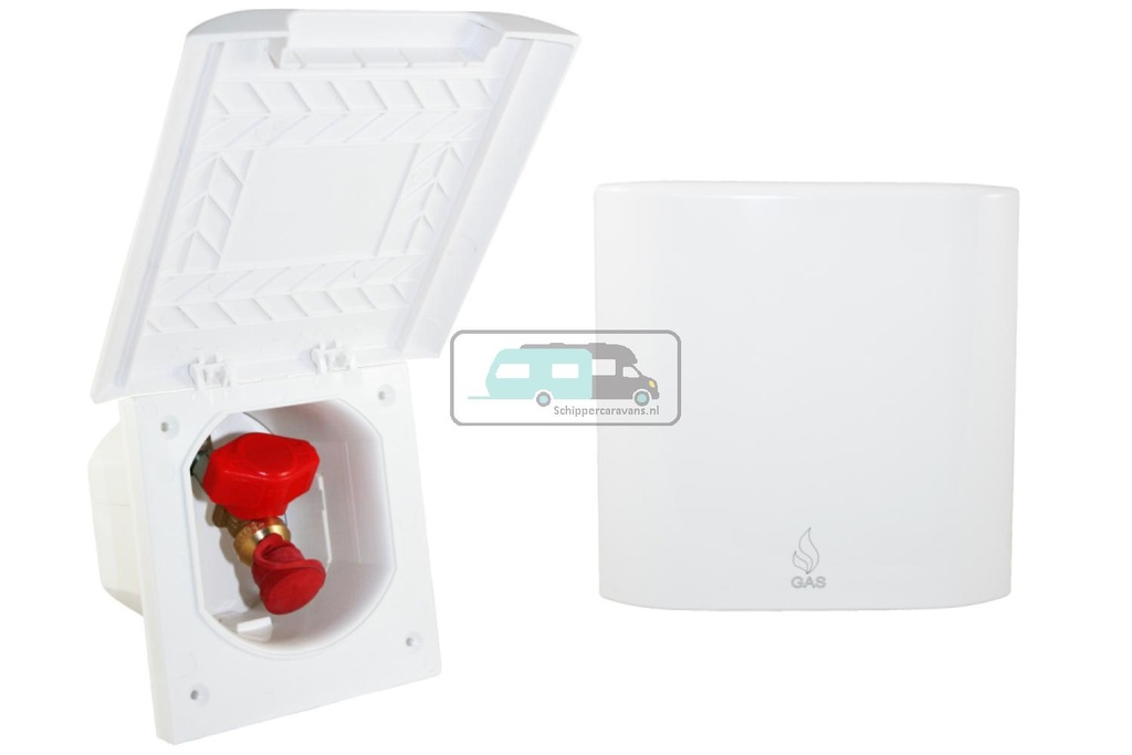 Gasinbouwdoos Vierkant met Gaskraan Wit Element Line