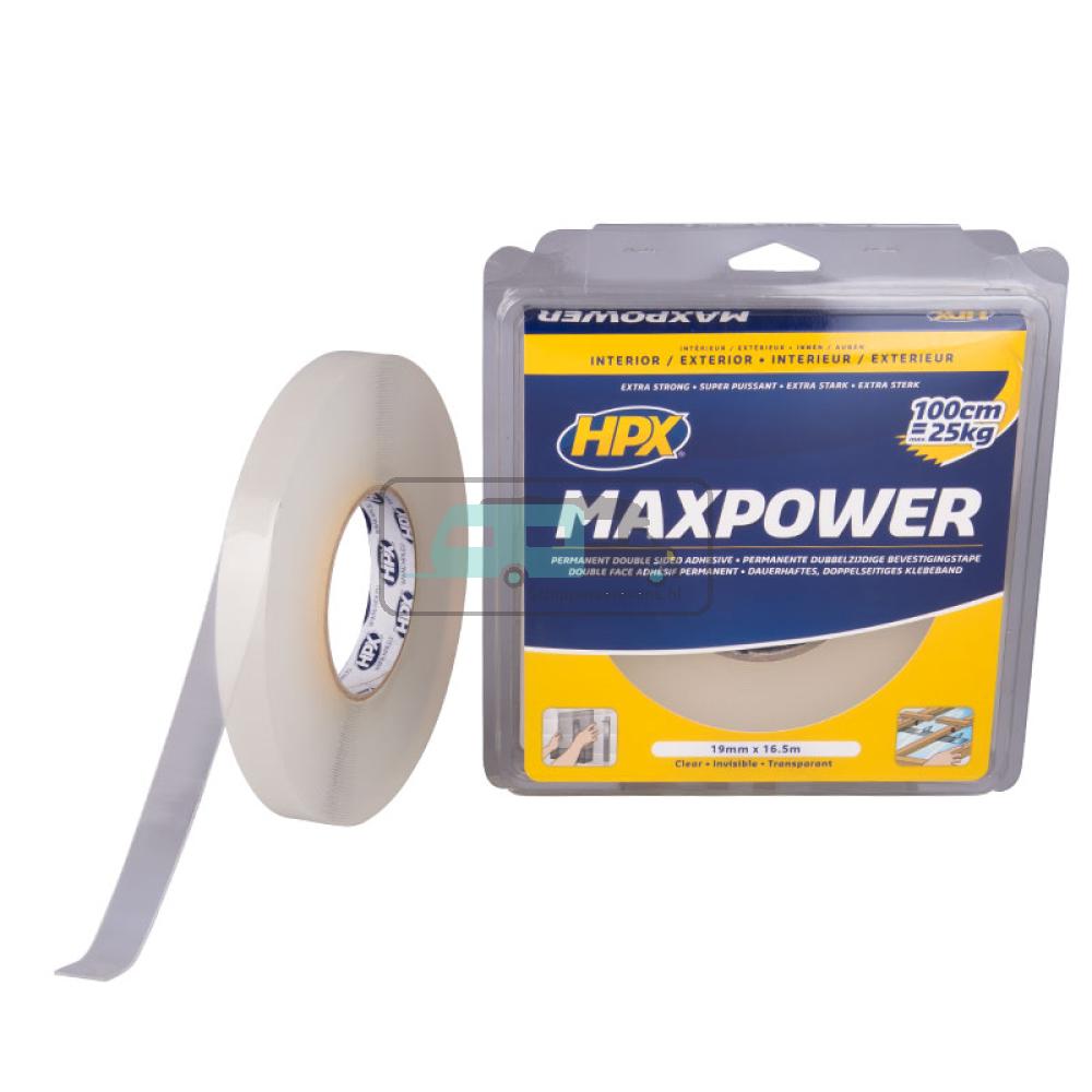 HPX Max Power Bevestigingstape 16.5mtrx19mm Transparant