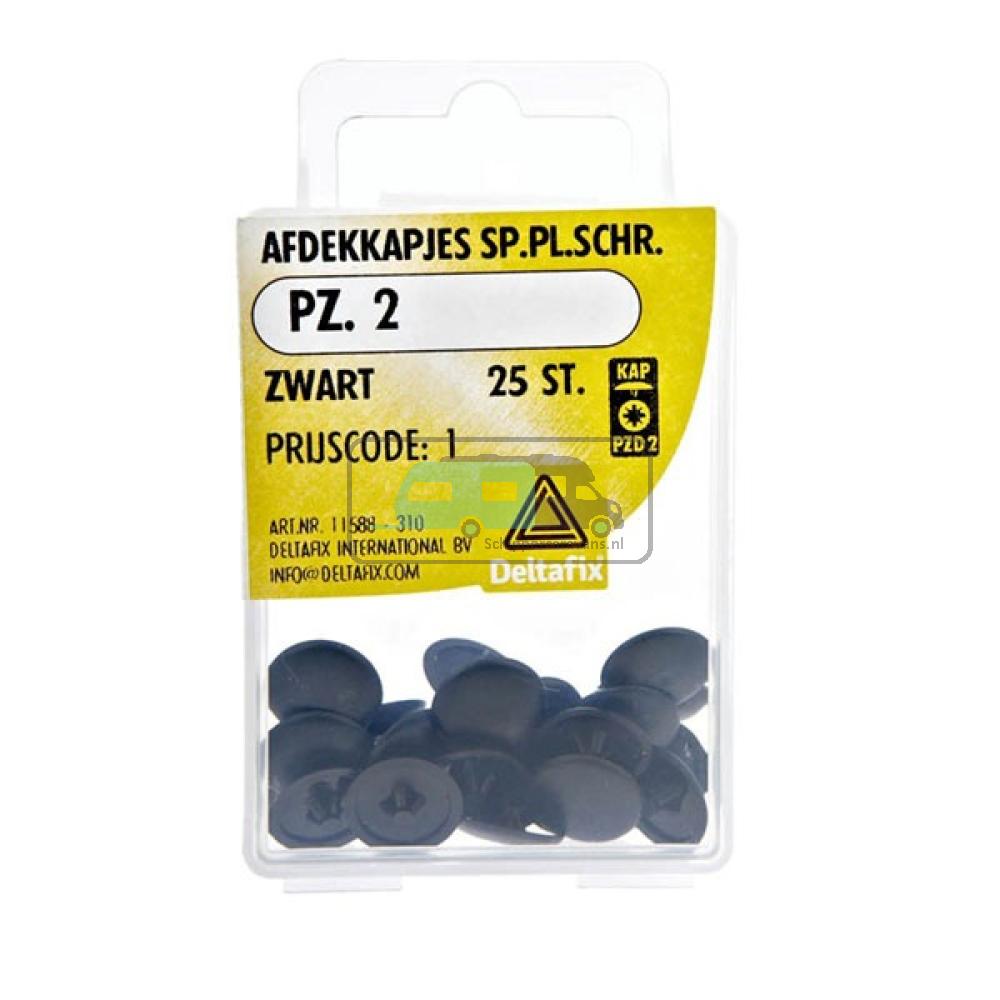 Deltafix Spaanplaatschroef Afdekkapje PZ.2 zwart Set 25st