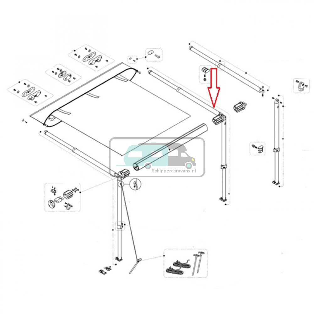 Fiamma Staander + spanarm CaravanStore 280-310 Rechts