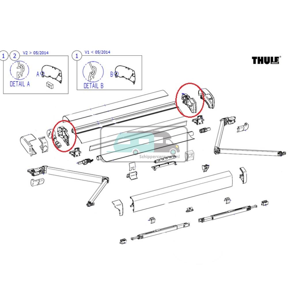 Thule LH&RH endplate assy 6200 white