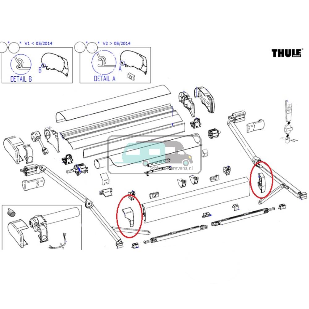 Thule Eindkap Lead Rail LH+RH 9200 Geanodiseerd