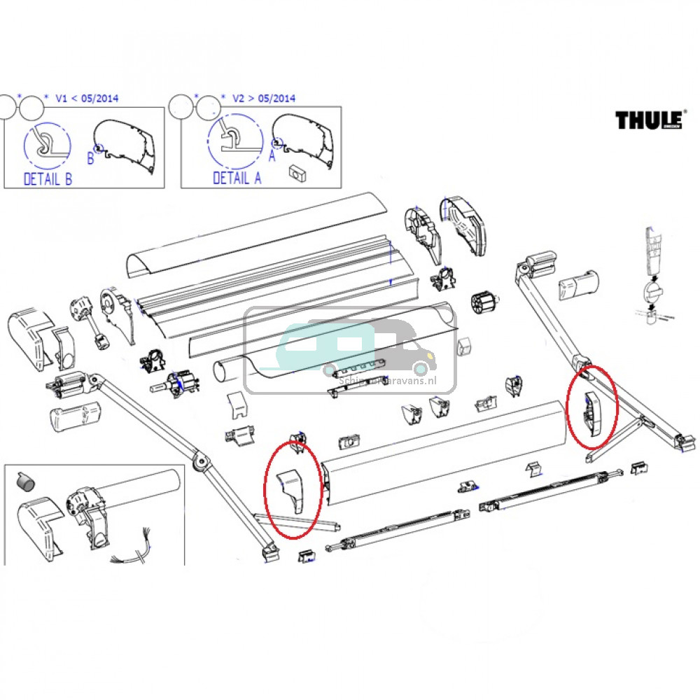 Thule Eindkap Lead Rail LH+RH 9200 Wit