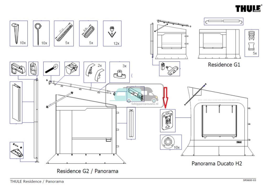 Thule Panorama Ducato H2 Voet Bevestiging 2st.