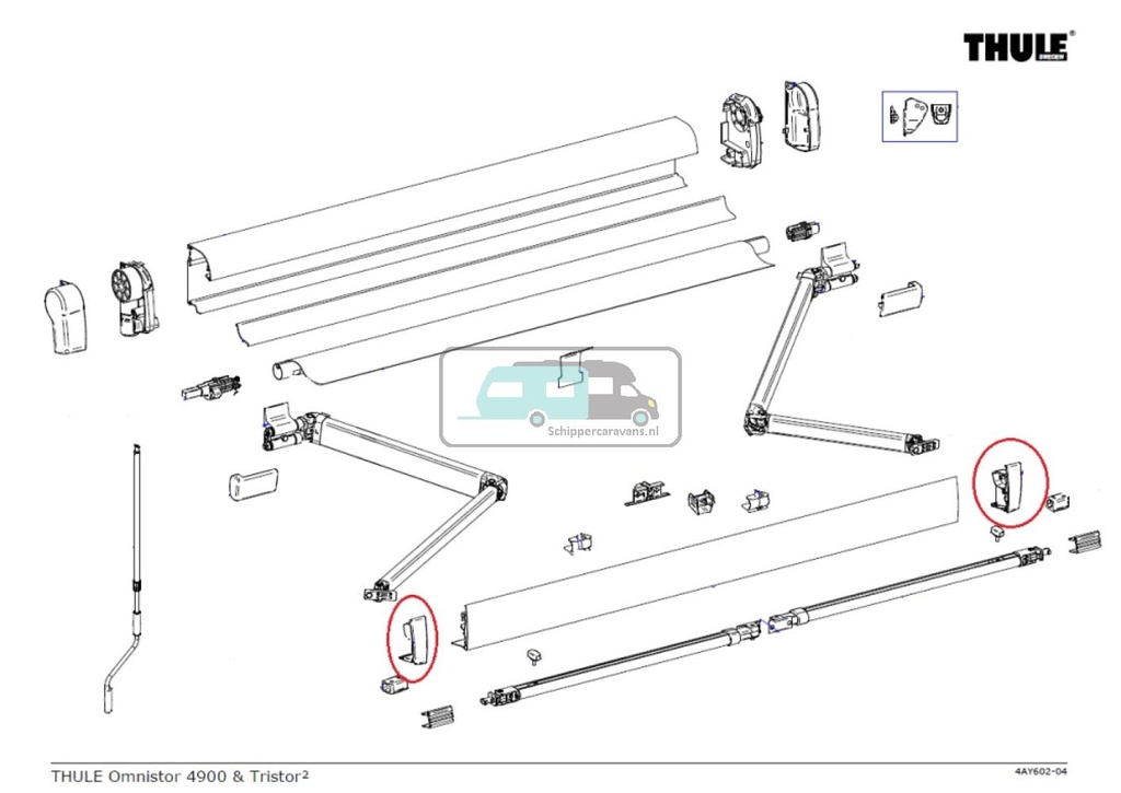 Thule Eindkap Lead Rail LH+RH 4900