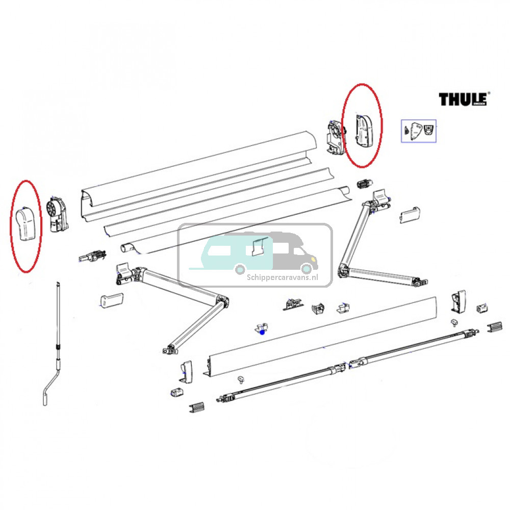 Thule Eindkap Mainhousing LH+RH 4900 Geanodiseerd