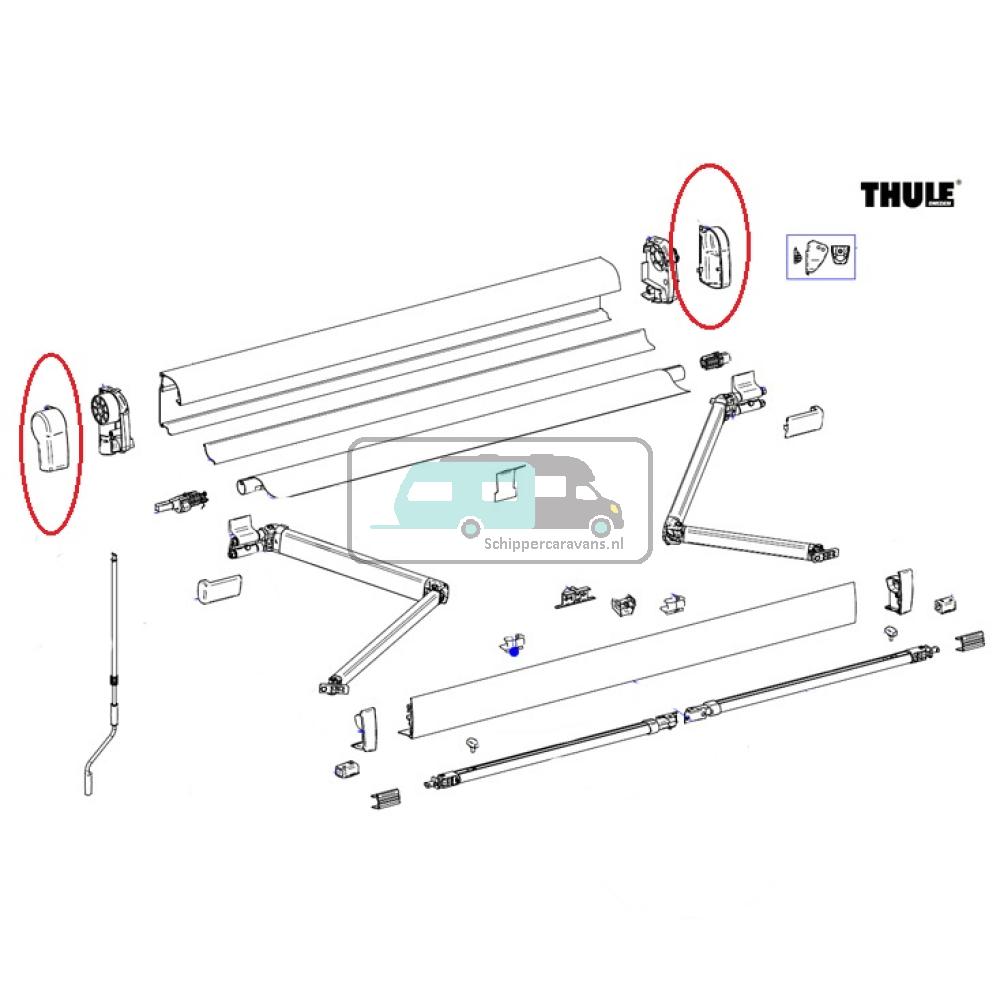 Thule Eindkap Mainhousing LH+RH 4900 Geanodiseerd