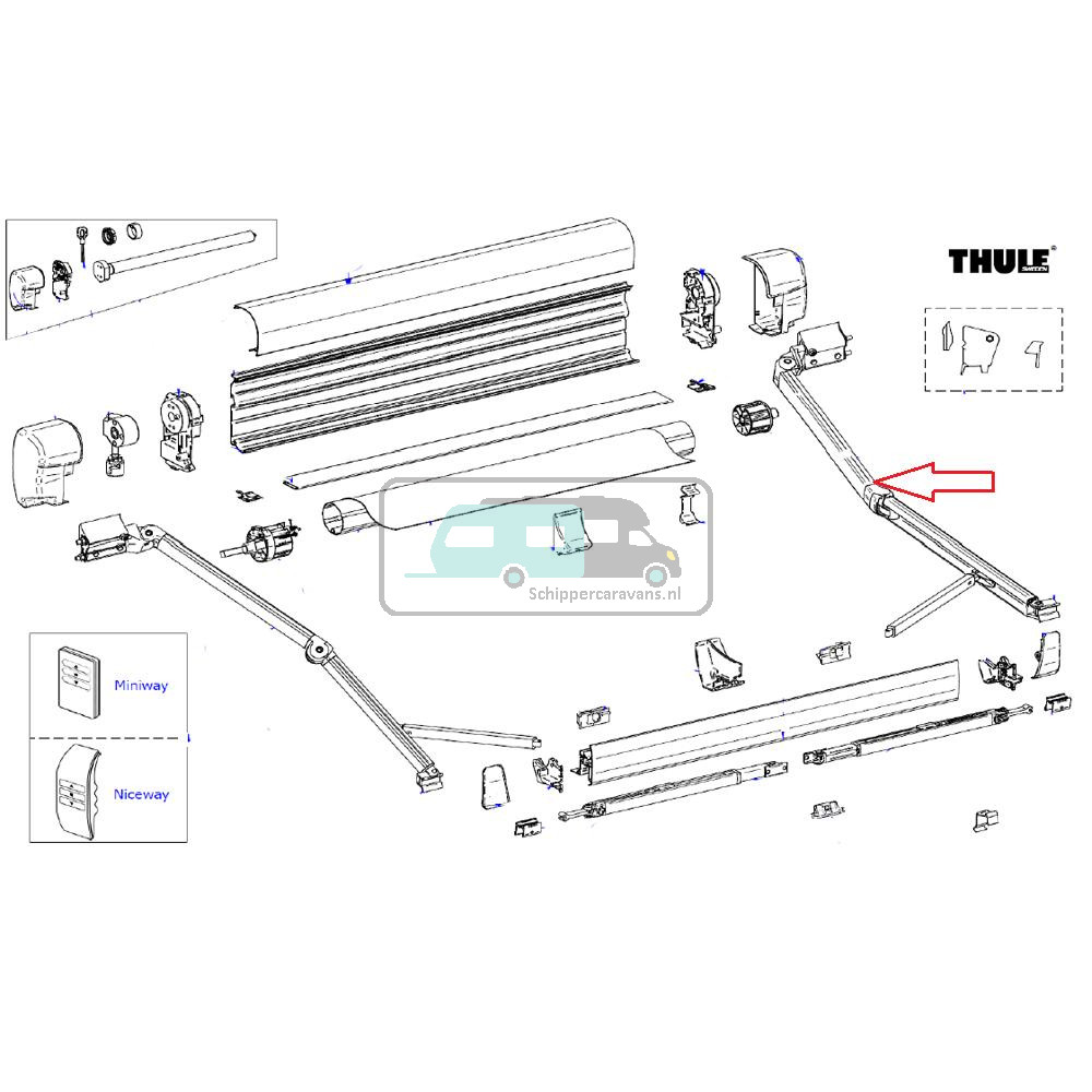 Thule 8000 Knikarm rechts 3.5m