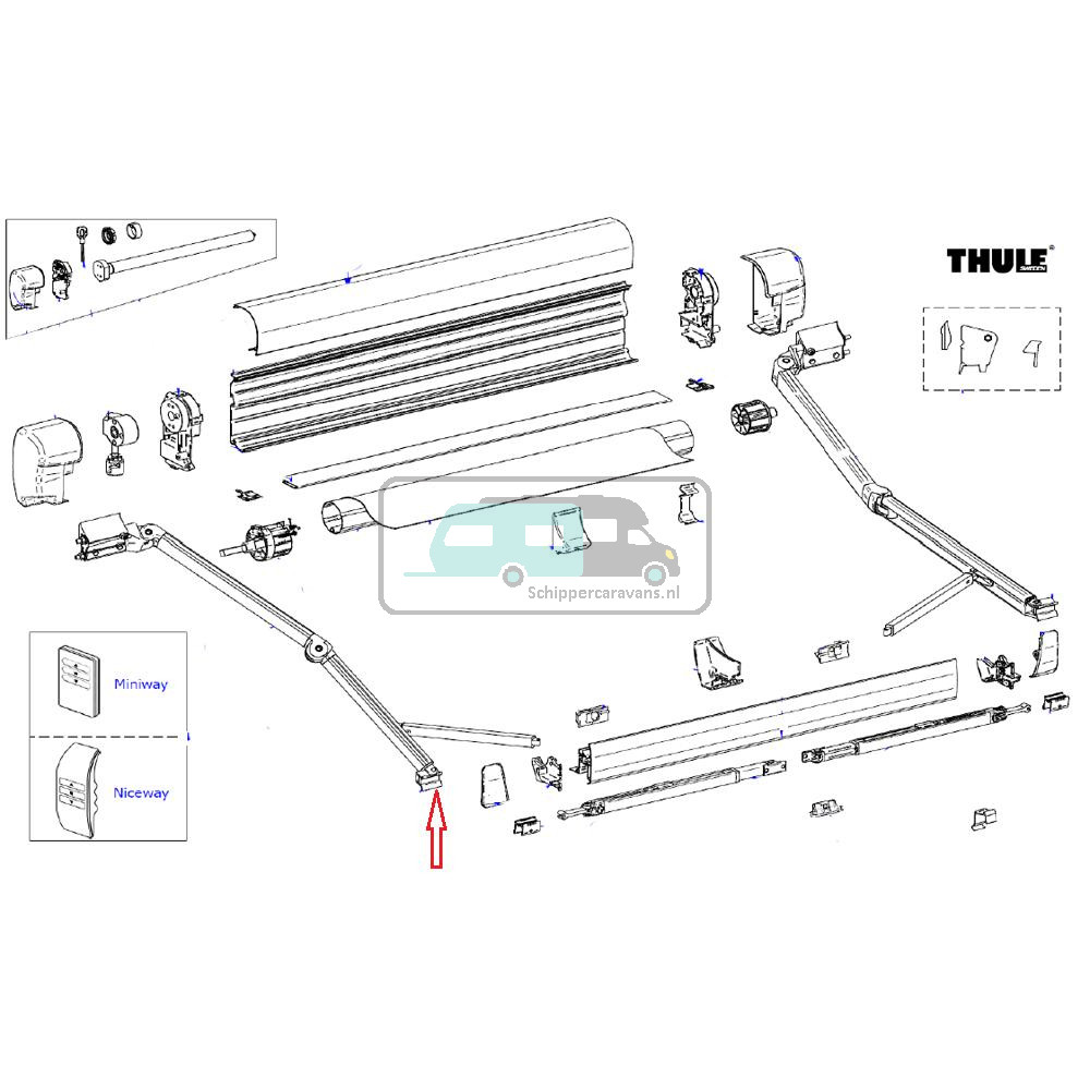 Thule Eindstuk Knikarm Leadrail L+R 8000/9200