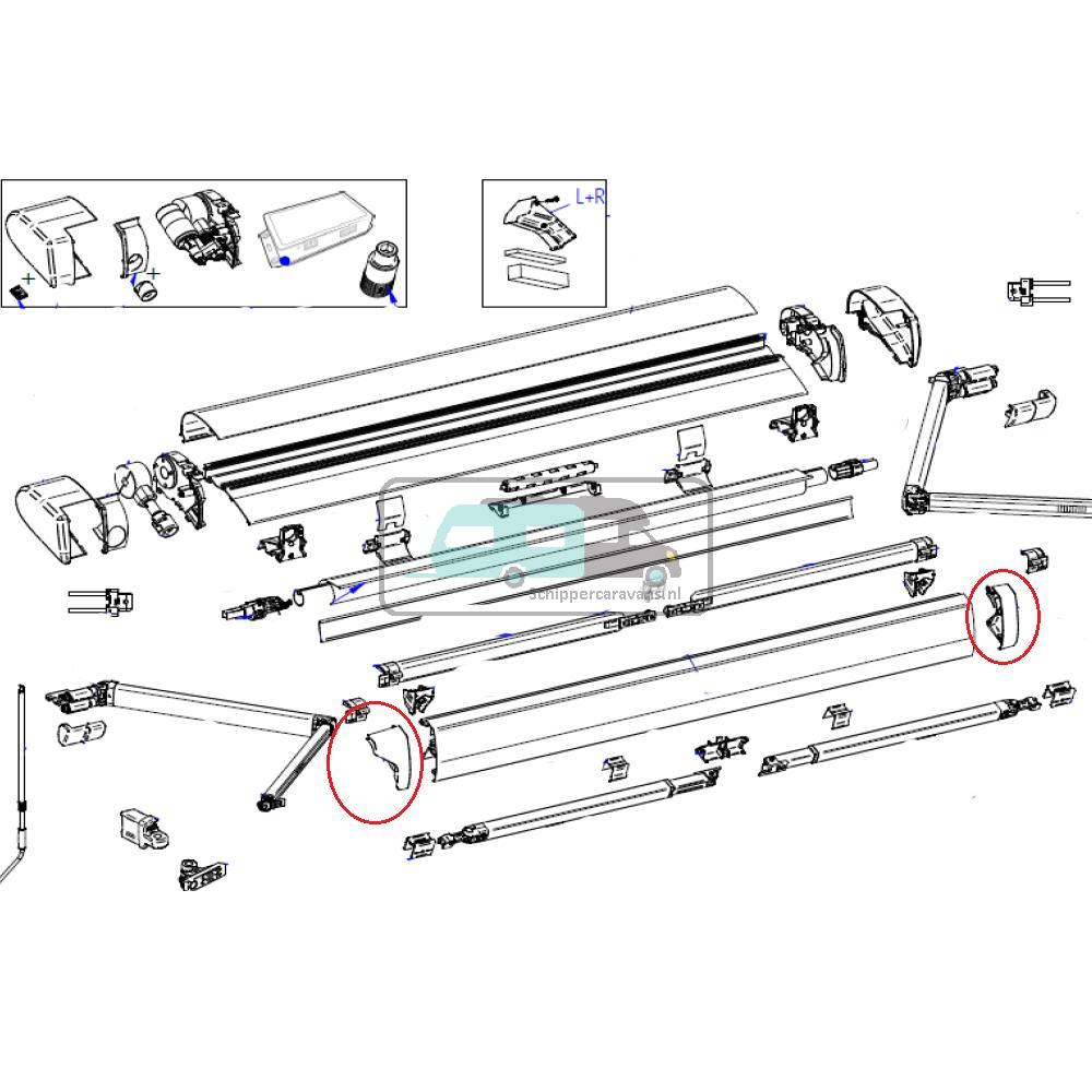 Thule 6300 Eindkap Lead Rail LH+RH Geanodiseerd