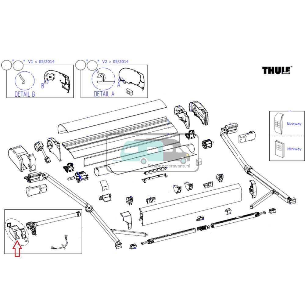 Thule 9200 Main Housing 230V LH Eindkap Wit
