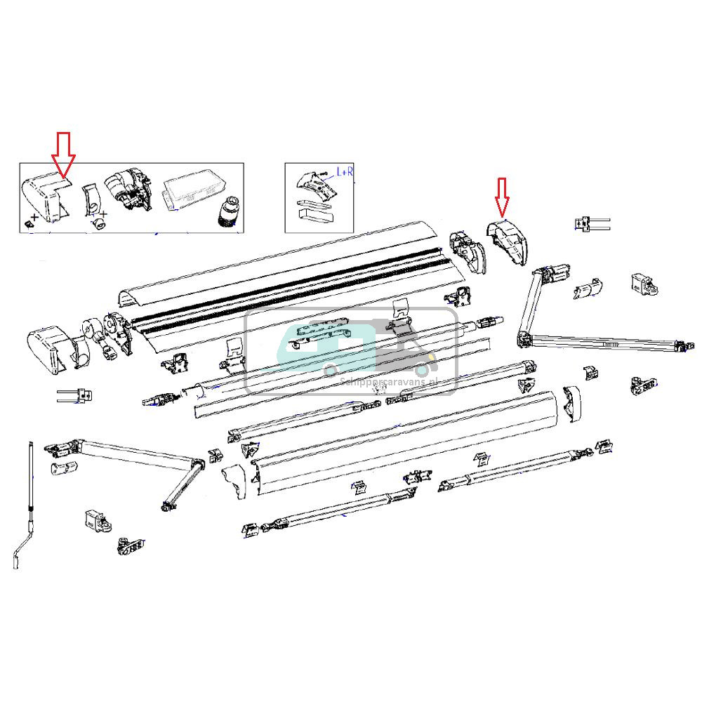 Thule 6300 Eindkap Motor 12V L+R Antraciet