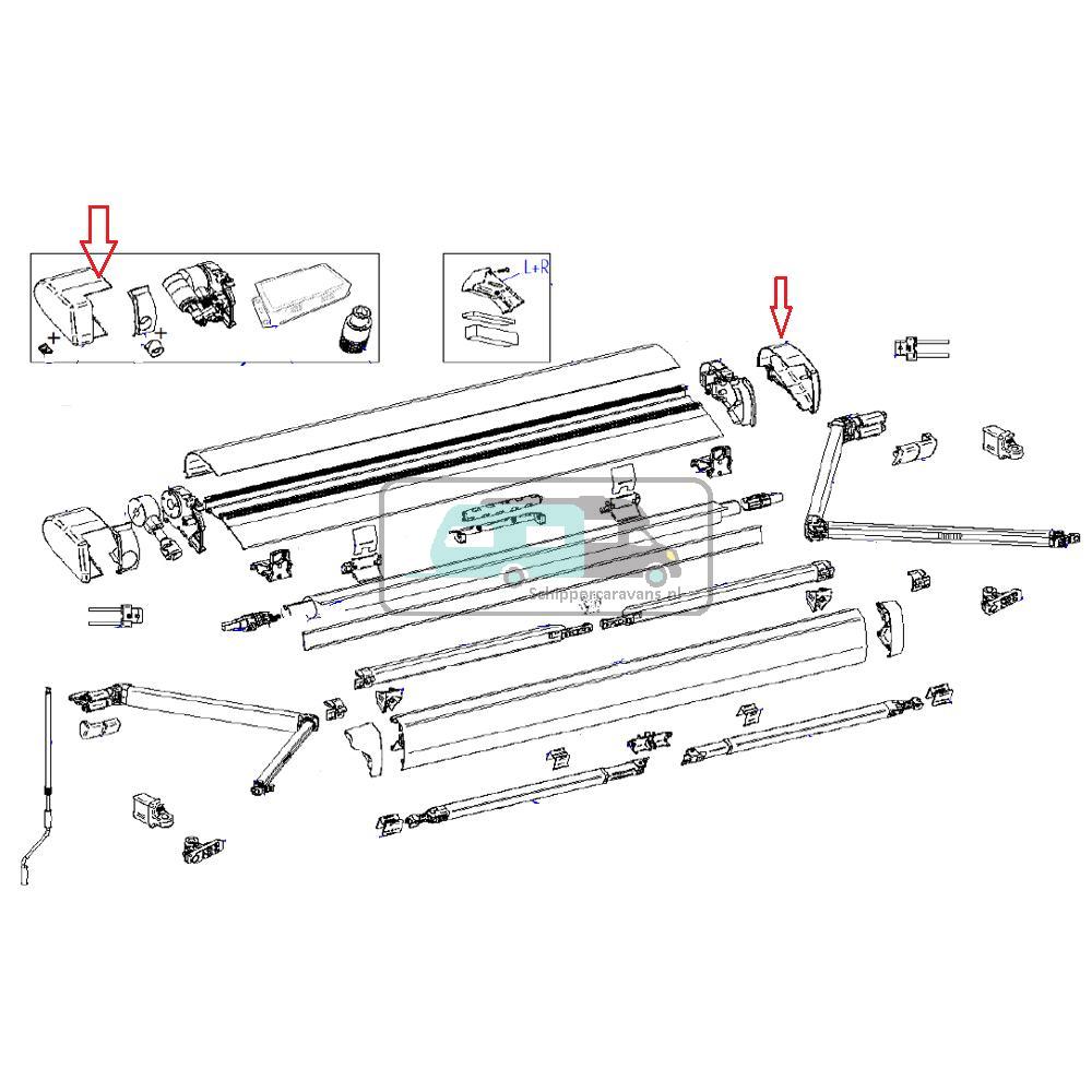 Thule 6300 Eindkap Motor 12V L+R Antraciet