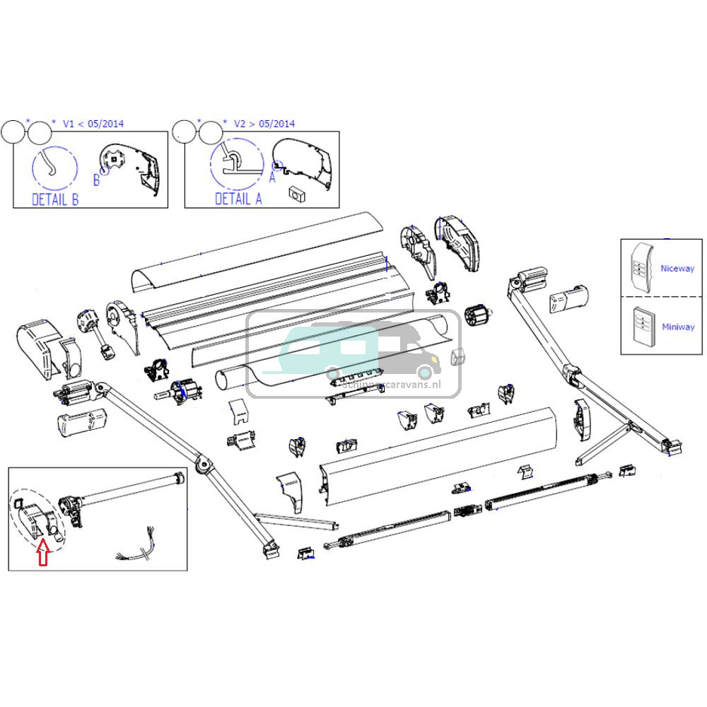 Thule 9200 Eindkap Main Housing 220V Crème Links