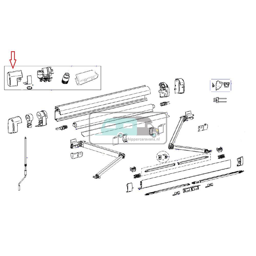 Thule Main Housing 5200 12V Endcap LH + RH Antraciet