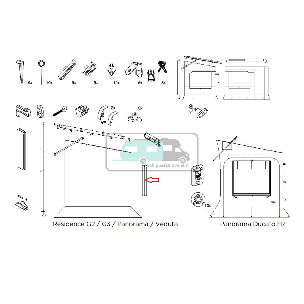 Thule Residence G3 Connecting Profile Zwart 1m