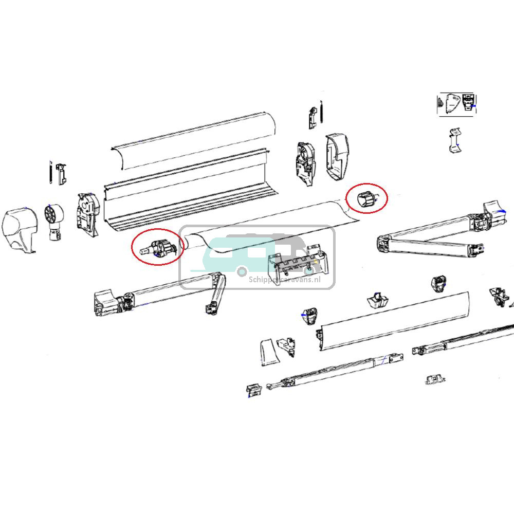 Thule Eindkap Roller Tube LH+RH 5003 D52
