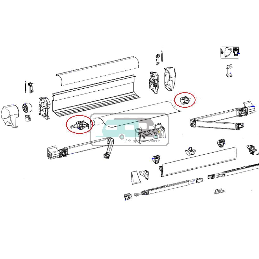 Thule Eindkap Roller Tube LH+RH 5003 D52