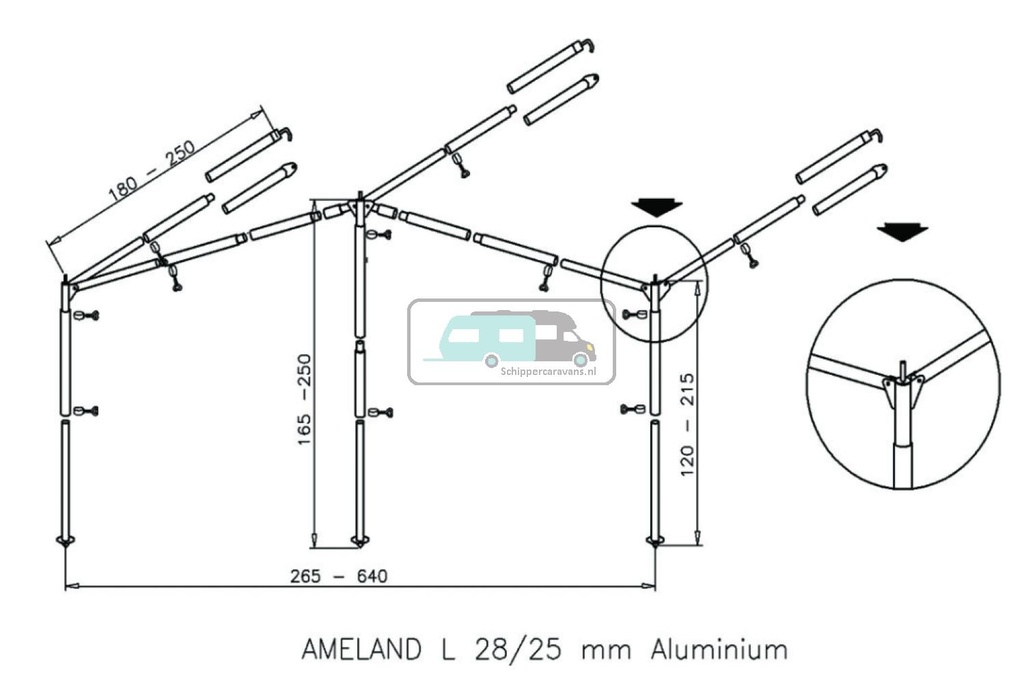 Campking Luifelframe Ameland 28/25mm Alu