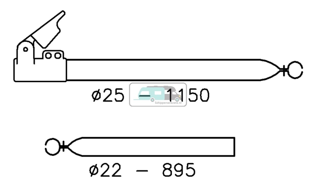 Campking Verandastang 25/22mm 120-200cm Aluminium Quickgrip