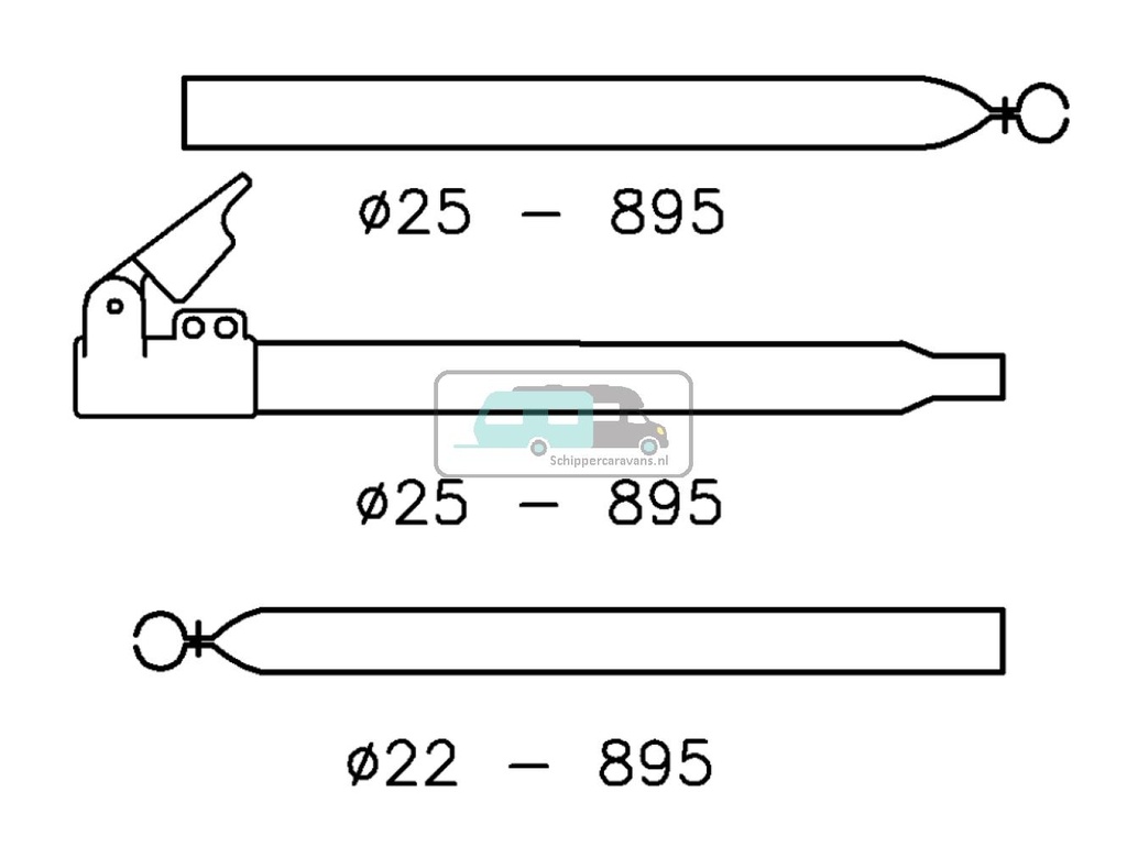 Campking Verandastang 25/22mm 170-260cm Aluminium Quickgrip
