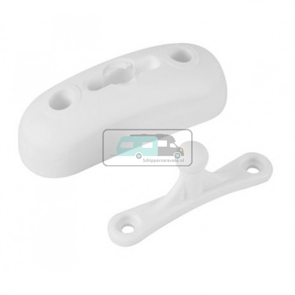 Deurvanger 2-delig met kogelkop Wit