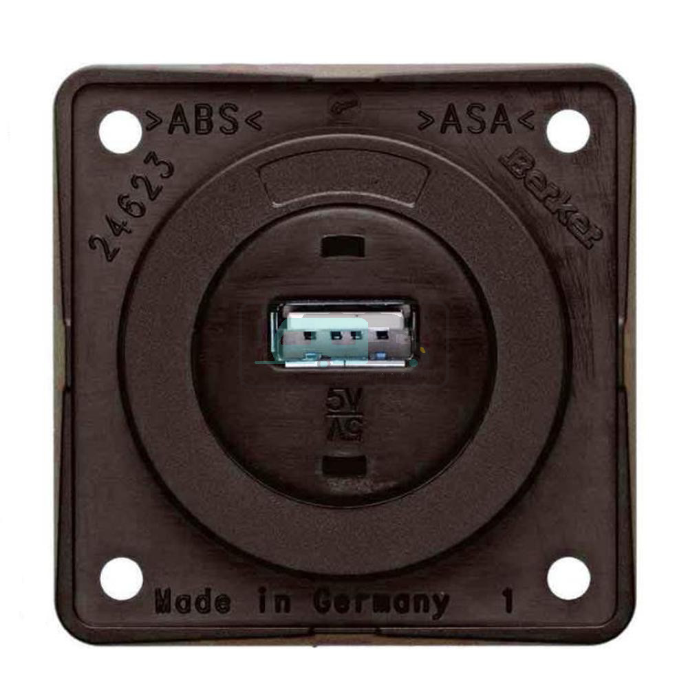 Berker Contactdoos 1x USB Lader 12V Inbouw Bruin Mat