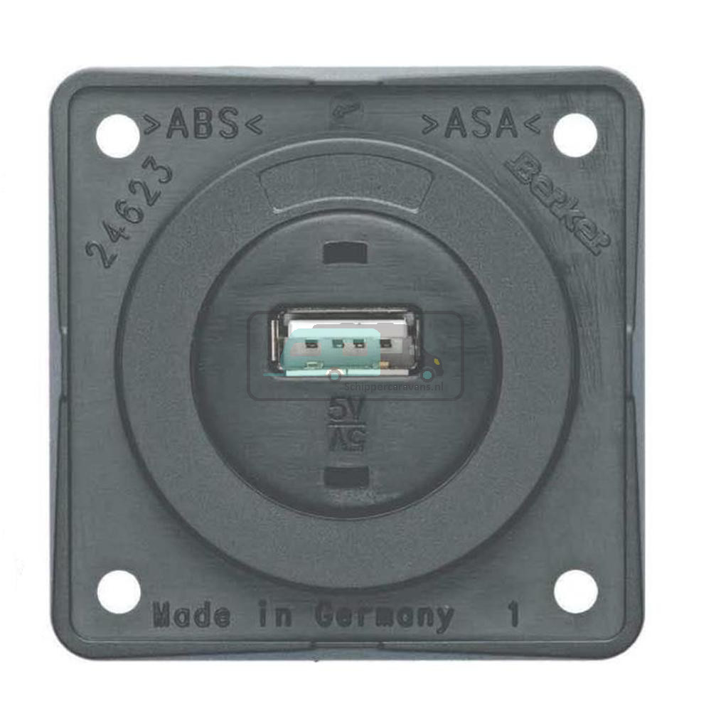 Berker Contactdoos 1x USB Lader 12V Inbouw Grijs Mat