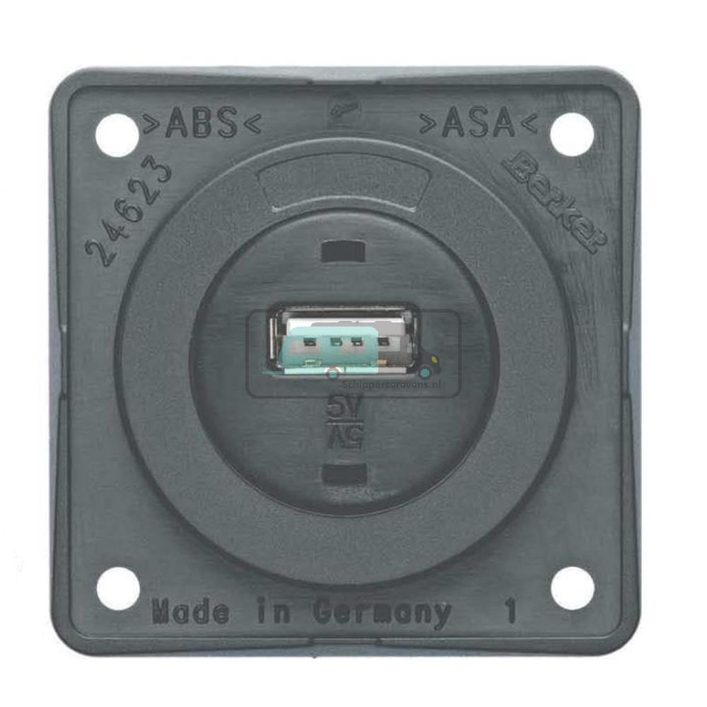 Berker Contactdoos 1x USB Lader 12V Inbouw Grijs Mat