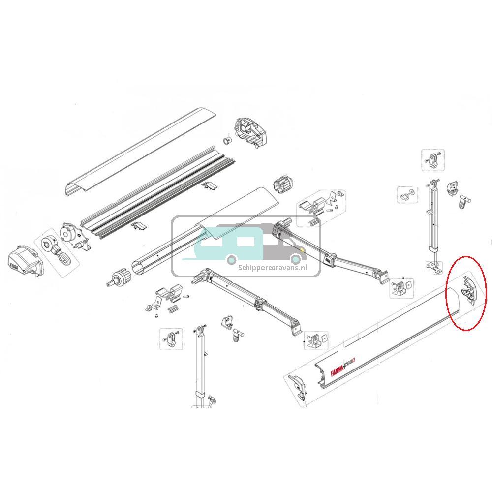 [OCS_A9902907] Fiamma F80S Eindkap Lead Rail Rechts Wit