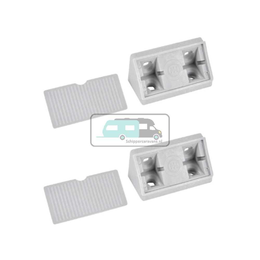 [OCS_A0034874L] Hoekverbinder met afwerkkapje. grijs à 4 st.