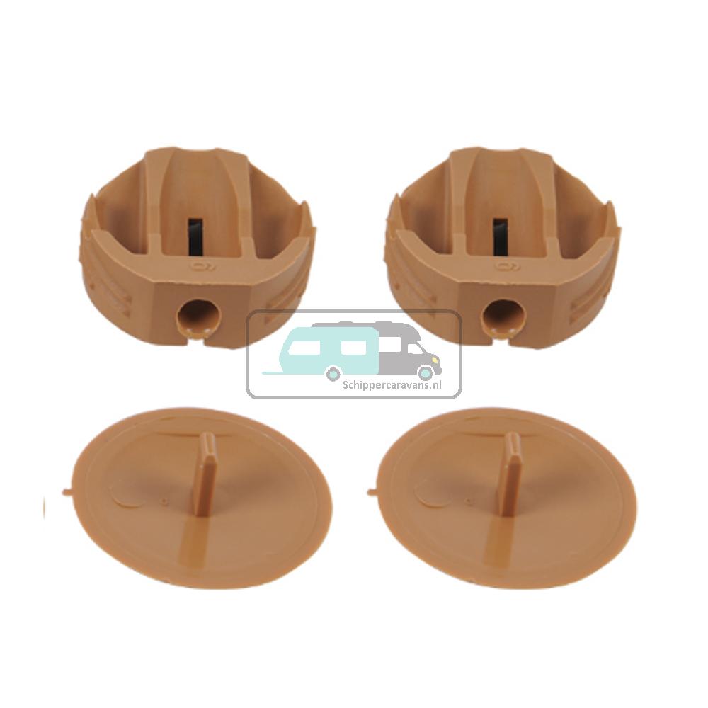 [OCS_A0033366L] Hoekverbinder rond met afdekkap lichtbruin à 4 stuks